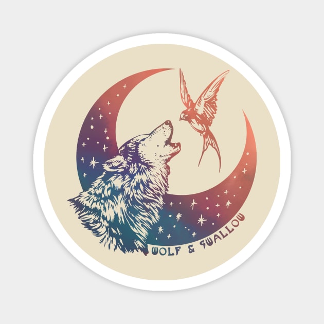 Wolf & Swallow - Moonlight Serenade [OPALINE] Magnet by Lix